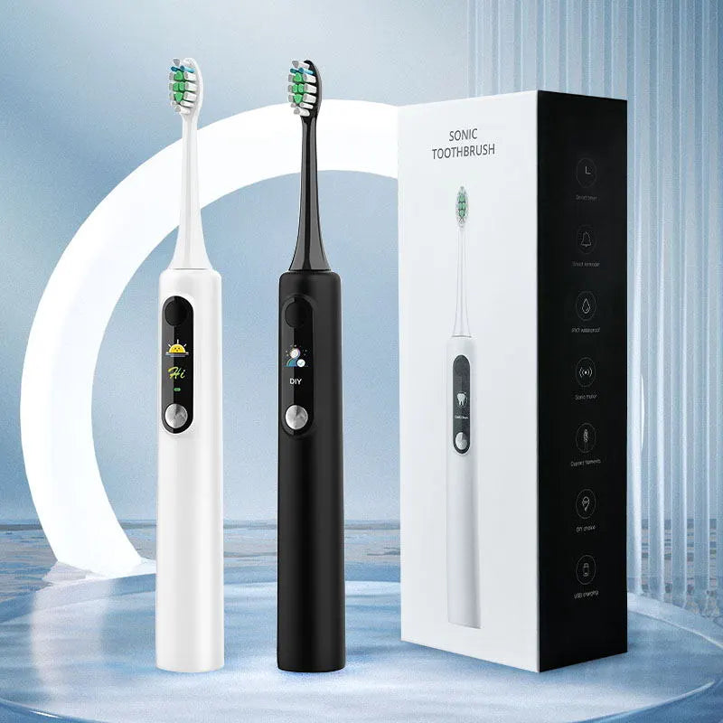 Ultrasonic Electric Toothbrush Rechargeable Soft Bristles Waterproof Screen