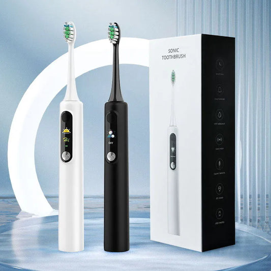 Ultrasonic Electric Toothbrush Rechargeable Soft Bristles Waterproof Screen